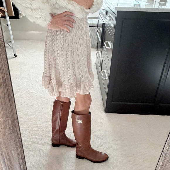 Preowned Tory Burch Brown Leather Knee-High Boots size 8 - Picture 9 of 11